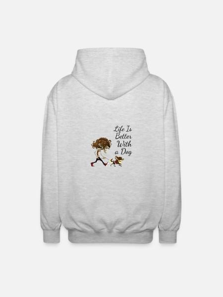 Hundedesign für Hundebesitzer - Unisex Kapuzenjacke - Hellgrau meliert