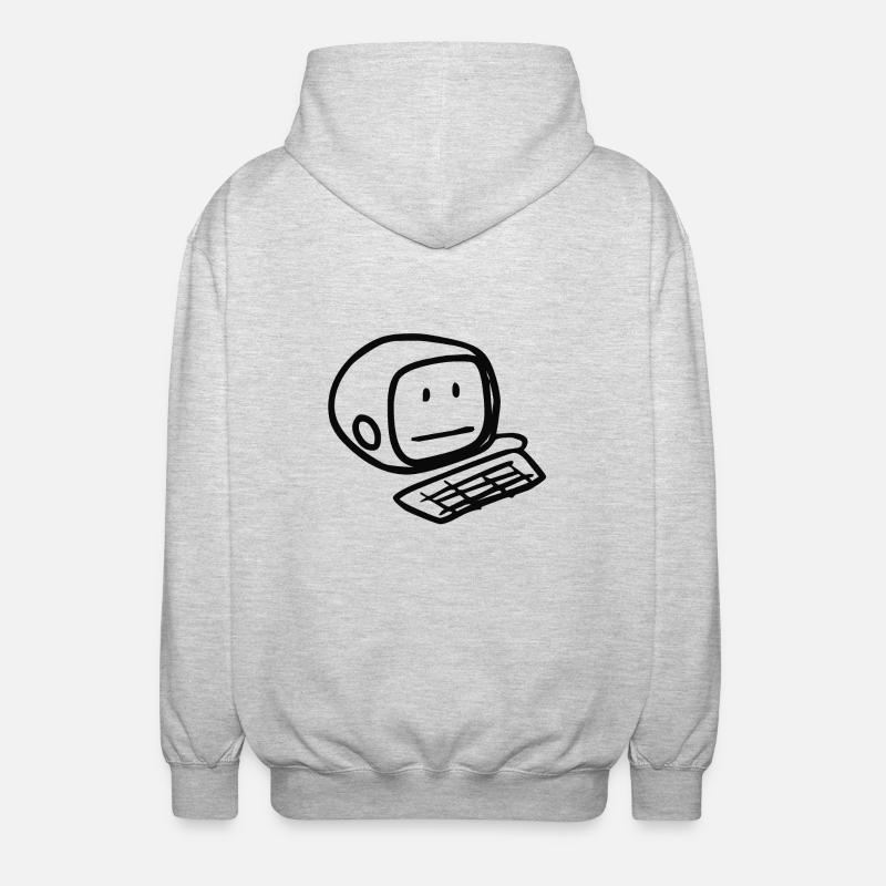 Computer Smiley (Black) - Unisex Hooded Jacket - light heather grey
