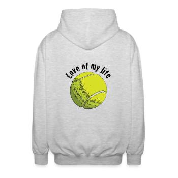 tennislove1 - Unisex Hooded Jacket - light heather grey - Back - AI Model Male 185 light (185cm)