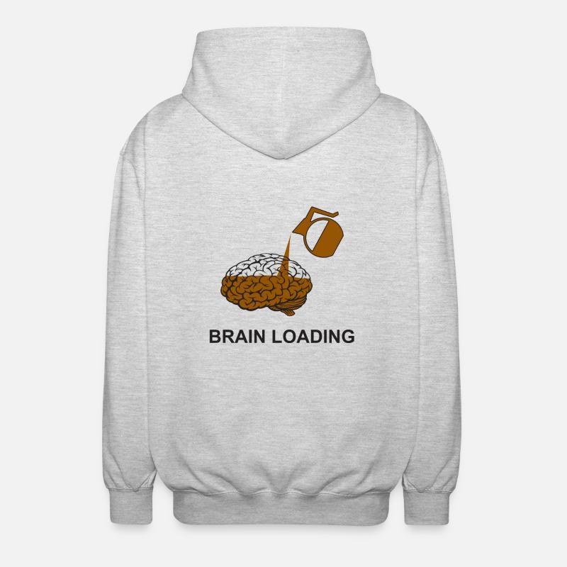 Brain loading by coffee - Unisex Kapuzenjacke - Hellgrau meliert