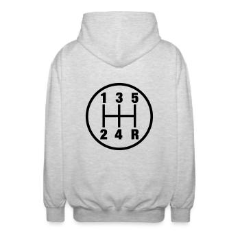 racing_gangschaltung_1__f1 - Unisex Kapuzenjacke - Hellgrau meliert - Hinten - AI Model Male 185 light (185cm)
