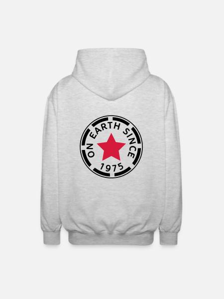 on earth since 1975 - Unisex Hooded Jacket - light heather grey