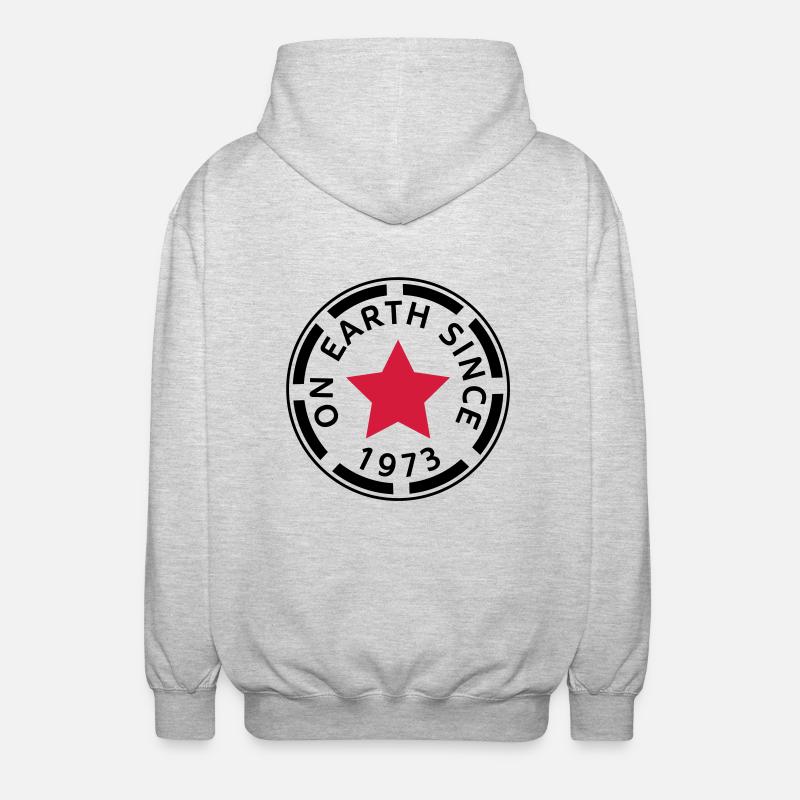 on earth since 1973 (uk) - Unisex Hooded Jacket - light heather grey