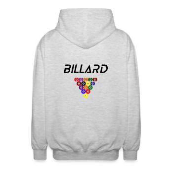 Billard - Unisex Kapuzenjacke - Hellgrau meliert - Hinten - AI Model Male 185 light (185cm)