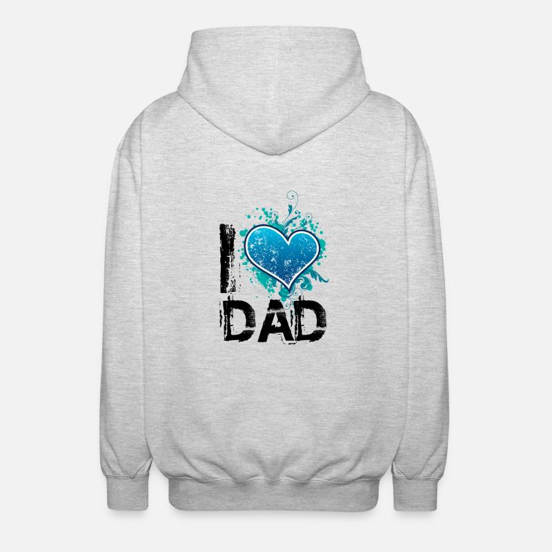 J'aime le papa de - Veste à capuche unisexe - gris clair chiné