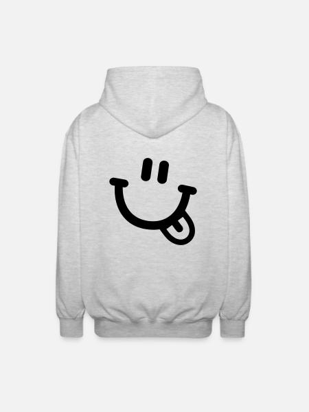 Smiley Face - Unisex Hooded Jacket - light heather grey