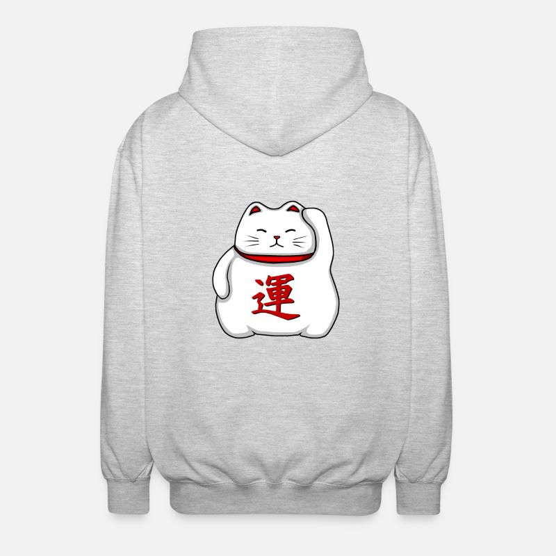 Maneki-neko - Unisex Kapuzenjacke - Hellgrau meliert