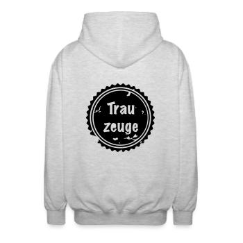 Trauzeuge Badge - Unisex Kapuzenjacke - Hellgrau meliert - Hinten - AI Model Male 185 light (185cm)