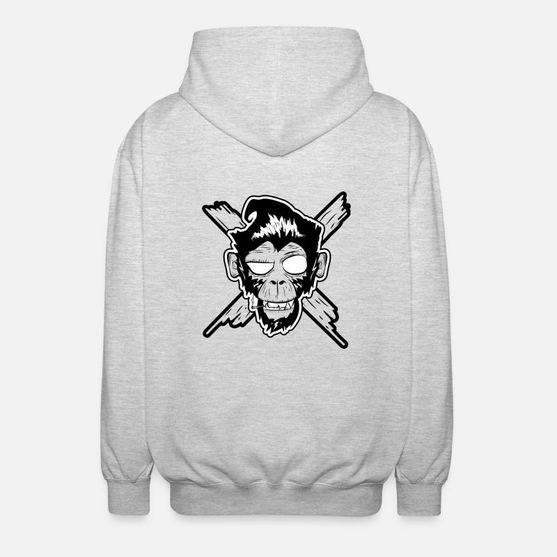 Monky - Affe - Unisex Kapuzenjacke - Hellgrau meliert