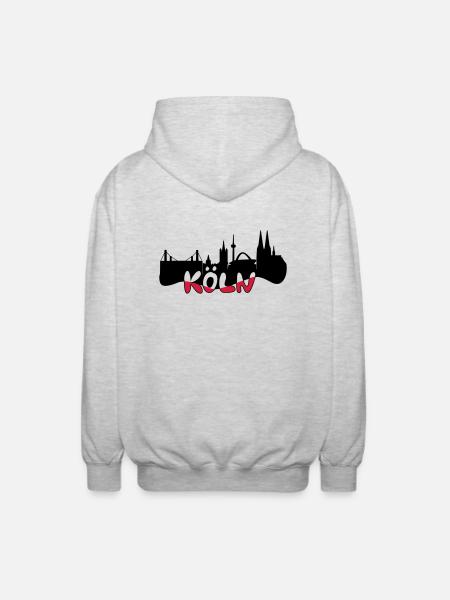 Skyline Köln - Unisex Kapuzenjacke - Hellgrau meliert