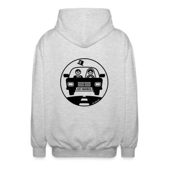 Just Married – Honeymoon (1C) - Unisex Hooded Jacket - light heather grey - Back - AI Model Male 185 light (185cm)
