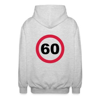 60 Geburtstag - Unisex Kapuzenjacke - Hellgrau meliert - Hinten - AI Model Male 185 light (185cm)