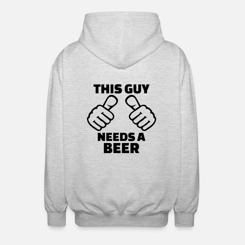 This guy needs a Beer - Unisex Hooded Jacket - light heather grey