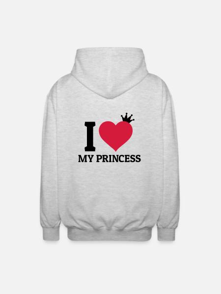 I love my Princess jag älskar min prinsessa - Luvjacka unisex - ljusgråmelerad
