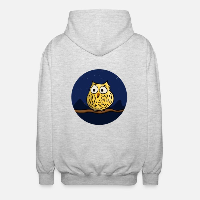 Cute owl at night - Veste à capuche unisexe - gris clair chiné