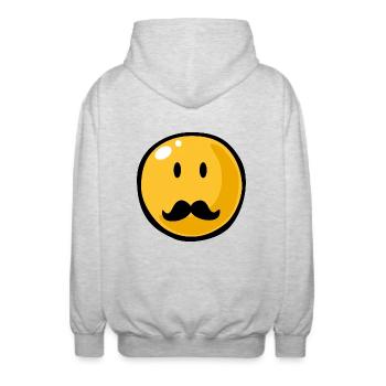 Smiley Mustache - Unisex Kapuzenjacke - Hellgrau meliert - Hinten - AI Model Male 185 light (185cm)