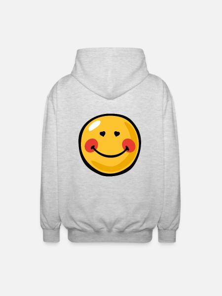 Smiley in love - Unisex hættejakke. - lysegrå meleret