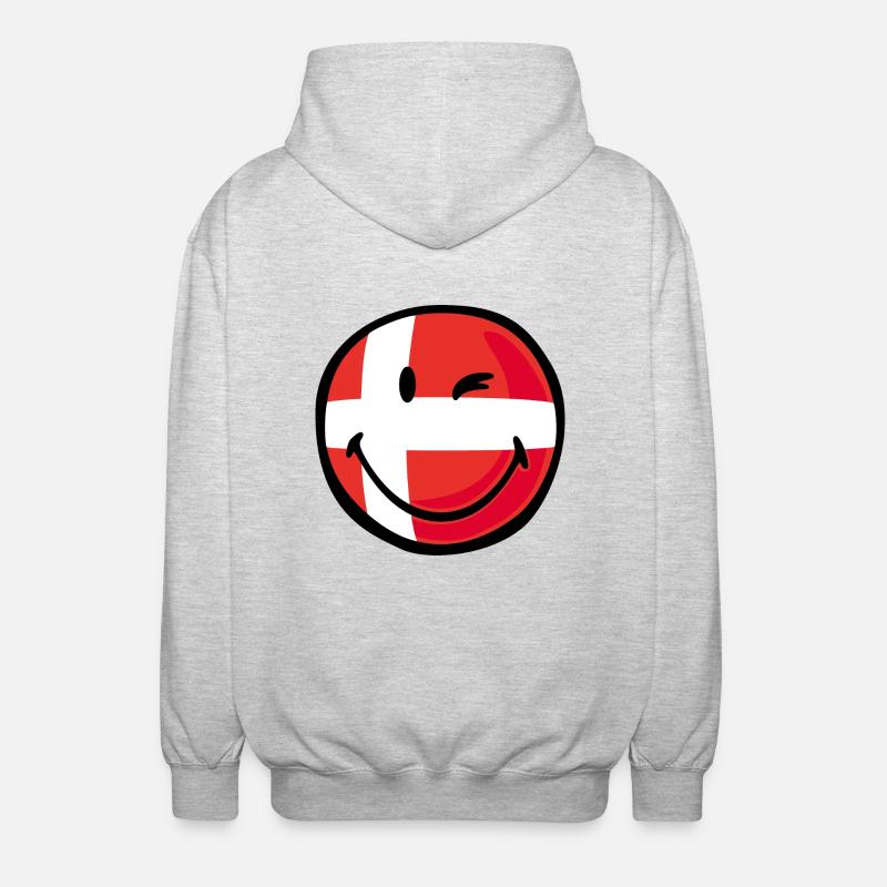 Smiley Flag Denmark - Unisex Kapuzenjacke - Hellgrau meliert