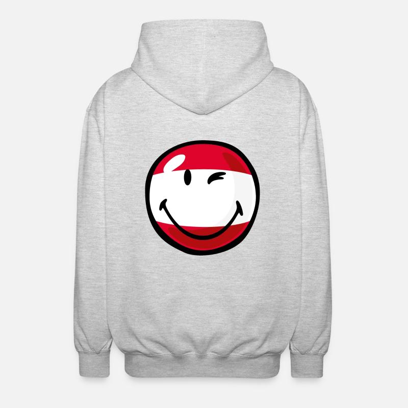 Smiley Flag Austria - Unisex Kapuzenjacke - Hellgrau meliert