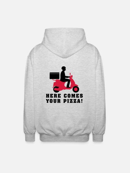 pizza_roller_lieferant_072016a_2c - Unisex Kapuzenjacke - Hellgrau meliert