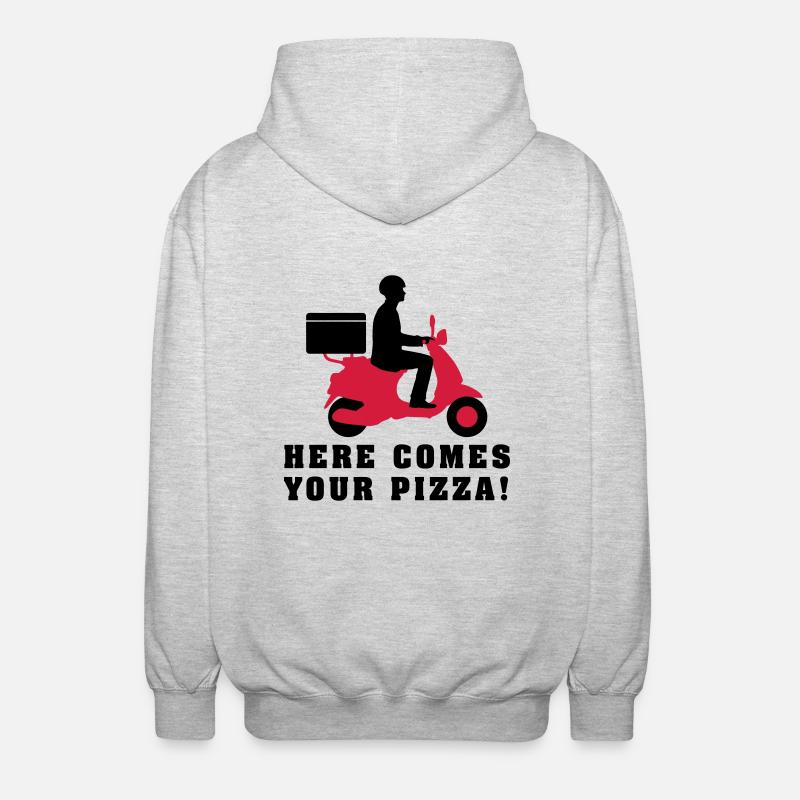 pizza_roller_lieferant_072016a_2c - Unisex Kapuzenjacke - Hellgrau meliert