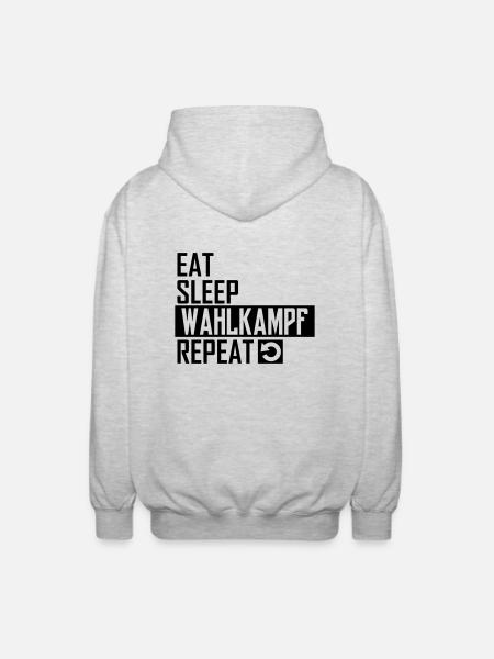 eat sleep wahlkampf repeat - Unisex Kapuzenjacke - Hellgrau meliert