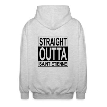 Straight outta Saint-Étienne - Veste à capuche unisexe - gris clair chiné - Dos - AI Model Male 185 light (185cm)