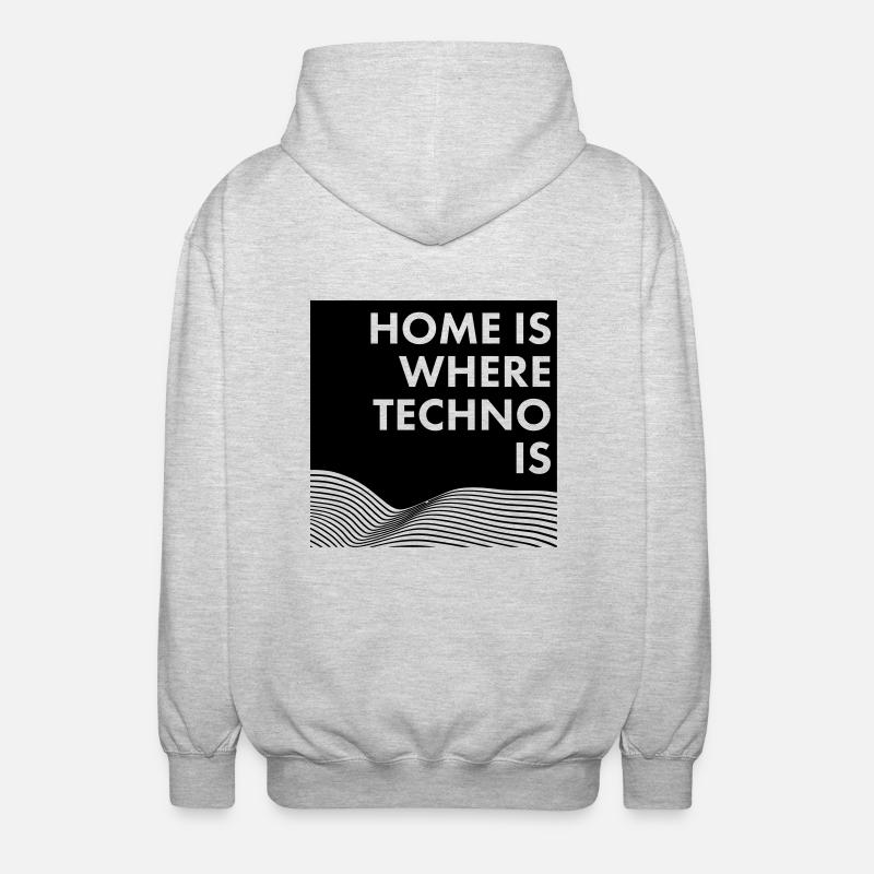 home is where techno is - Unisex Kapuzenjacke - Hellgrau meliert