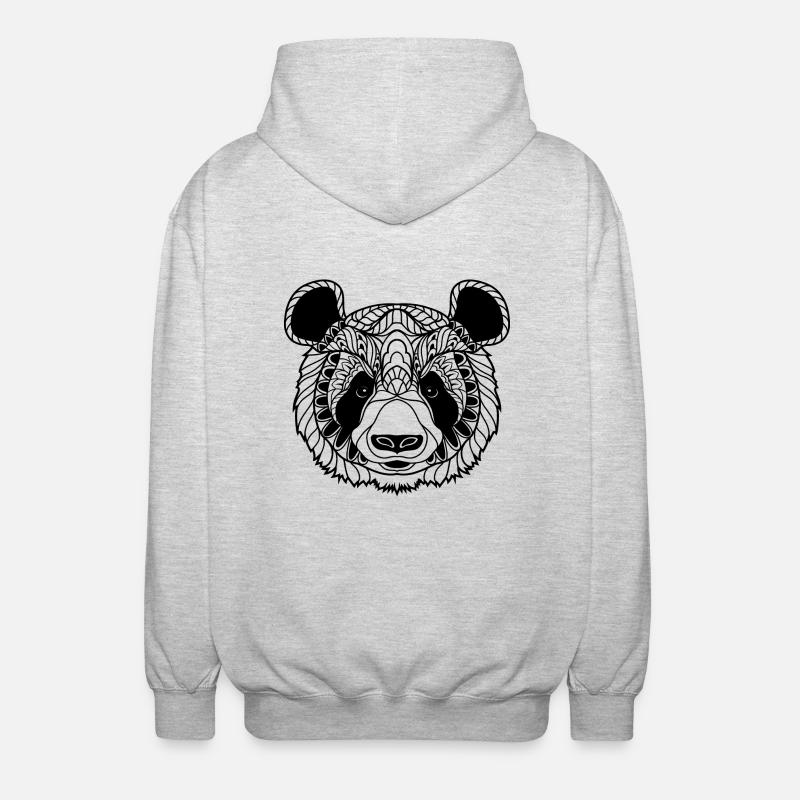 Cute Panda Face Illustration - Veste à capuche unisexe - gris clair chiné
