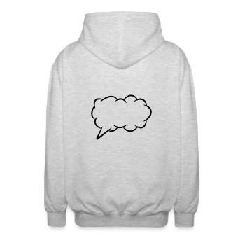 Speech bubble thought bubble - Unisex Hooded Jacket - light heather grey - Back - AI Model Male 185 light (185cm)