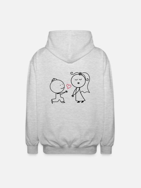 ehepaar_antrag_002 - Unisex Kapuzenjacke - Hellgrau meliert