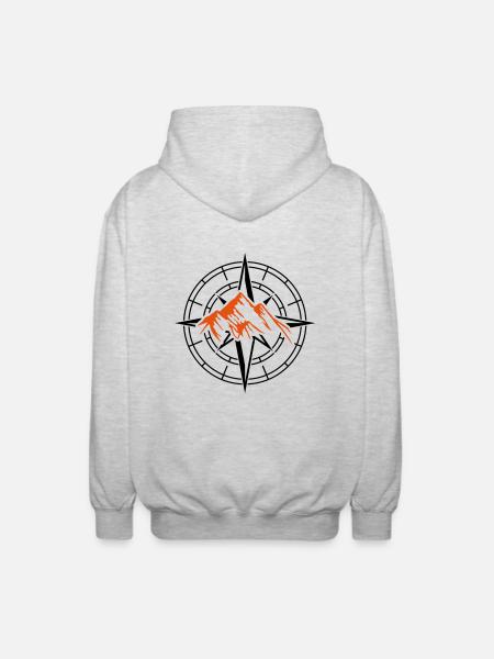kompass berge - Unisex Kapuzenjacke - Hellgrau meliert