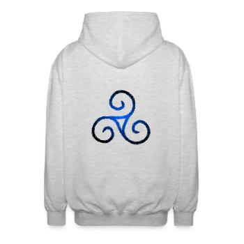 Keltisches Symbol Triskele Dreierspirale - Unisex Kapuzenjacke - Hellgrau meliert - Hinten - AI Model Male 185 light (185cm)
