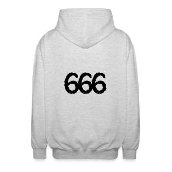 666 Symbol Zahl - Unisex Kapuzenjacke - Hellgrau meliert - Hinten - AI Model Male 185 light (185cm)