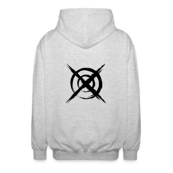 Target Black - Unisex Hooded Jacket - light heather grey - Back - AI Model Male 185 light (185cm)