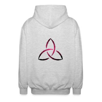 Triquetra symbole celtique - Veste à capuche unisexe - gris clair chiné - Dos - AI Model Male 185 light (185cm)