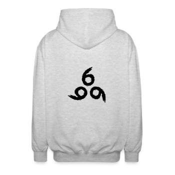 666 Satan Symbol - Unisex Kapuzenjacke - Hellgrau meliert - Hinten - AI Model Male 185 light (185cm)