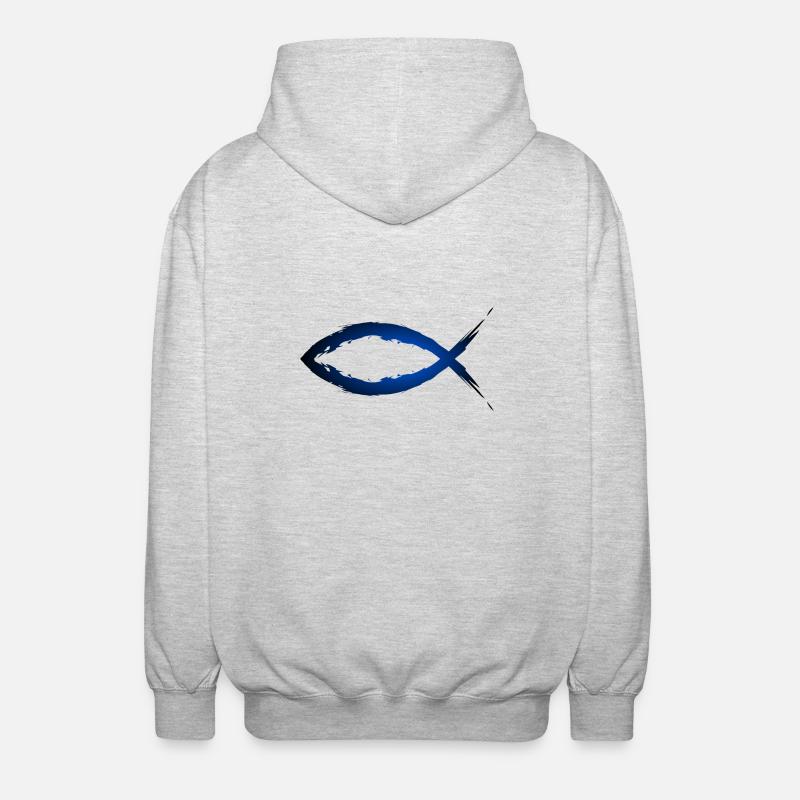 Christianisme poisson symbole religion - Veste à capuche unisexe - gris clair chiné