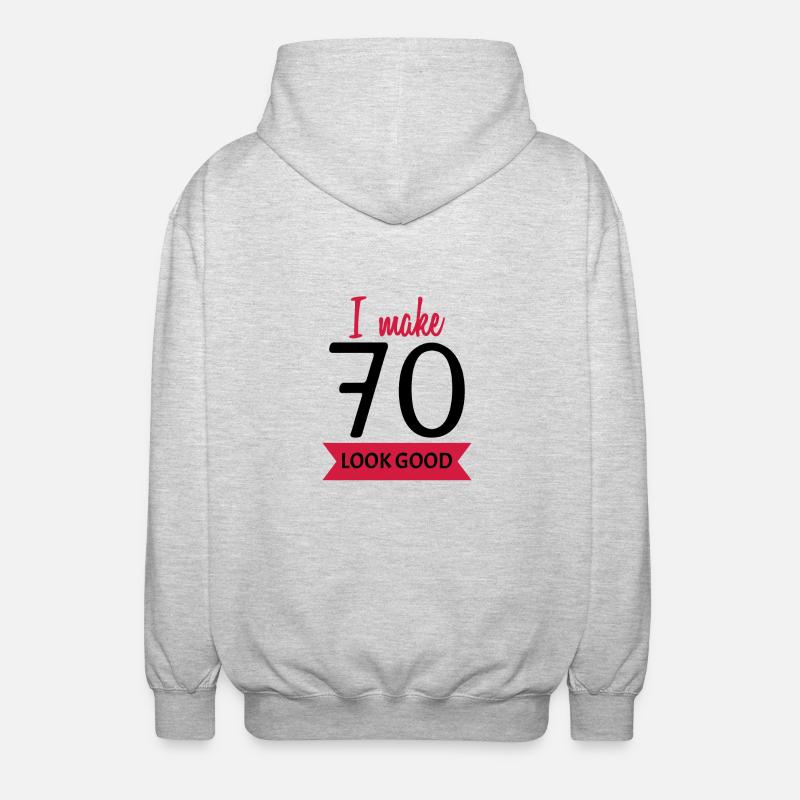 70e anniversaire disant drôle - Veste à capuche unisexe - gris clair chiné