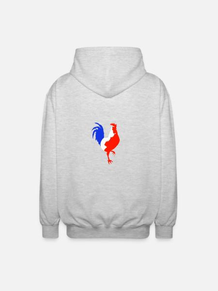 rooster blue white red - Unisex Hooded Jacket - light heather grey