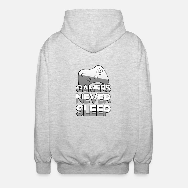 GAMERS NEVER SLEEP + Controller - Gaming - Unisex Kapuzenjacke - Hellgrau meliert