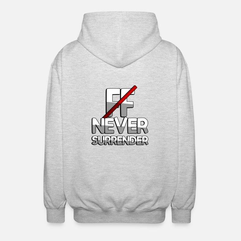 NEVER SURRENDER + FF - Gaming - Unisex Hooded Jacket - light heather grey