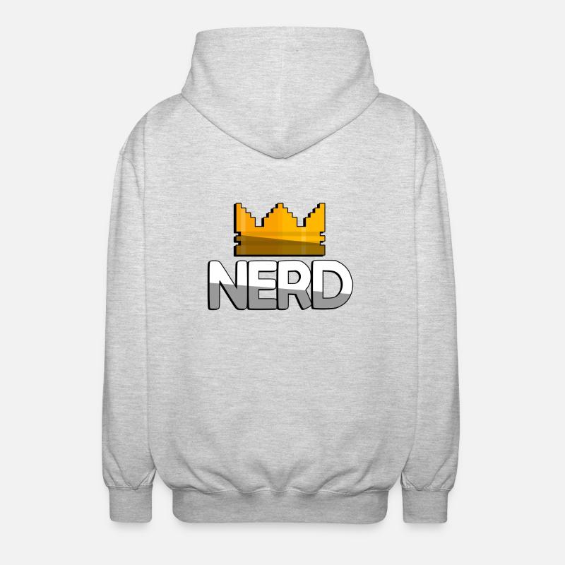 NERD + King Crown - Gaming - Unisex Kapuzenjacke - Hellgrau meliert