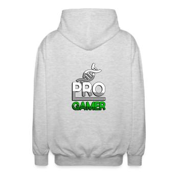 PRO GAMER (Grün) + DNA - Gaming - Unisex Kapuzenjacke - Hellgrau meliert - Hinten - AI Model Male 185 light (185cm)