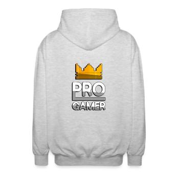 PRO GAMER (Weiß) + King Crown - Gaming - Unisex Kapuzenjacke - Hellgrau meliert - Hinten - AI Model Male 185 light (185cm)
