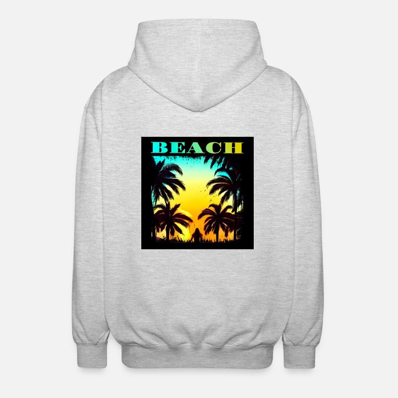 90s Retro Palms Hawaii Sunset - Veste à capuche unisexe - gris clair chiné