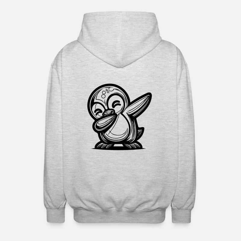 Süsser Pinguin Kleiner Dabbing Pinguin - Unisex Kapuzenjacke - Hellgrau meliert