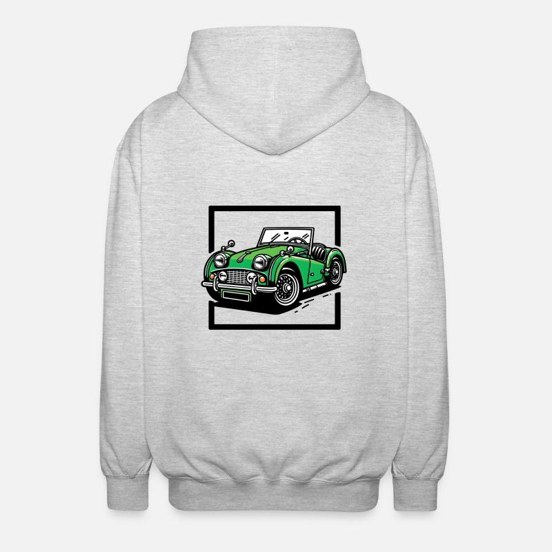 Grünes Oldtimer - Unisex Kapuzenjacke - Hellgrau meliert