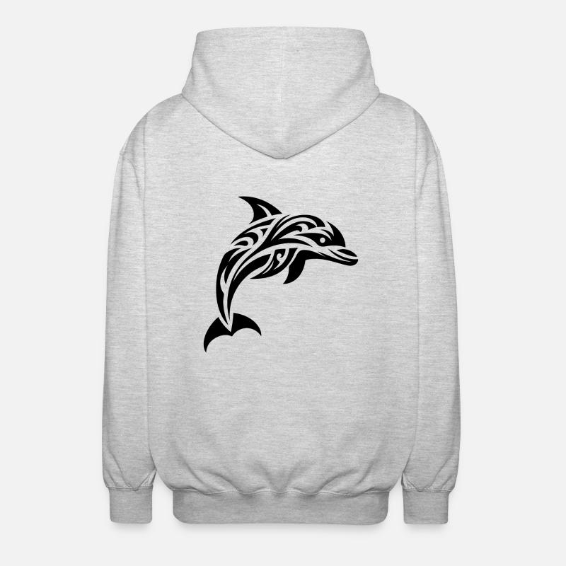 Springender süßer Tattoo Delfin - Unisex Kapuzenjacke - Hellgrau meliert