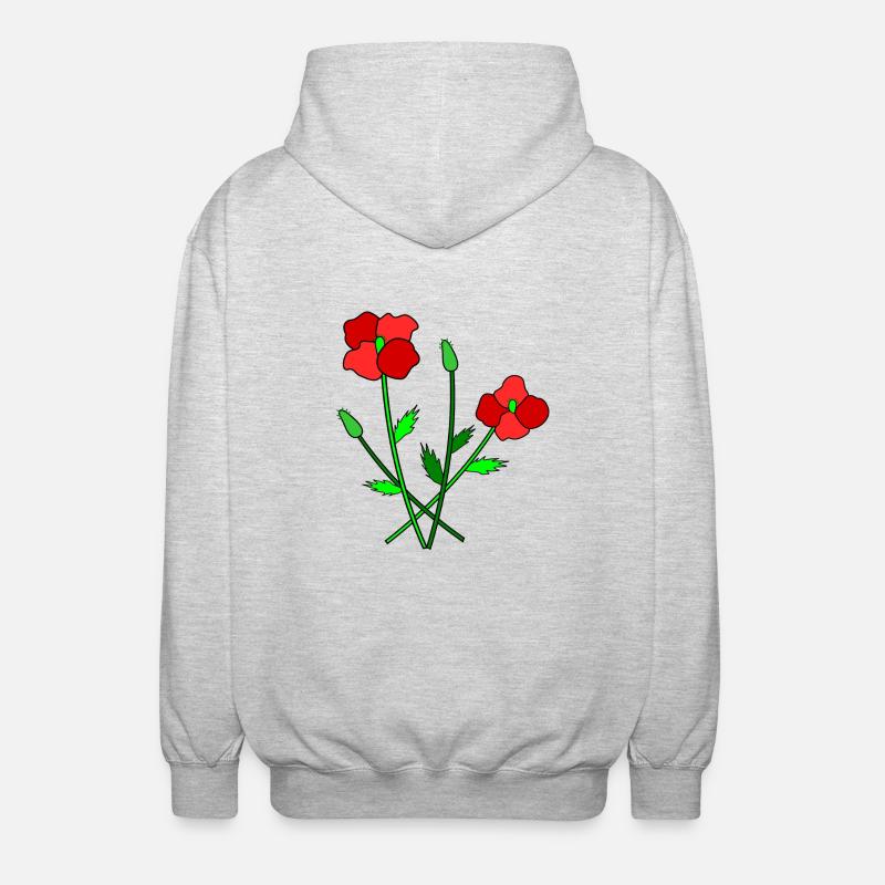 Coquelicots en fleurs - Veste à capuche unisexe - gris clair chiné